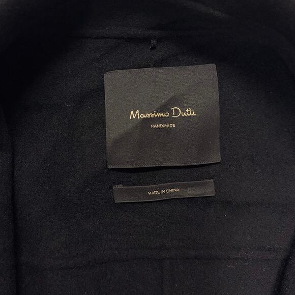 MASSIMO DUTTI Oversized Handmade Wool Winter Luxury Coat Black EUC Size Medium - Picture 4 of 8